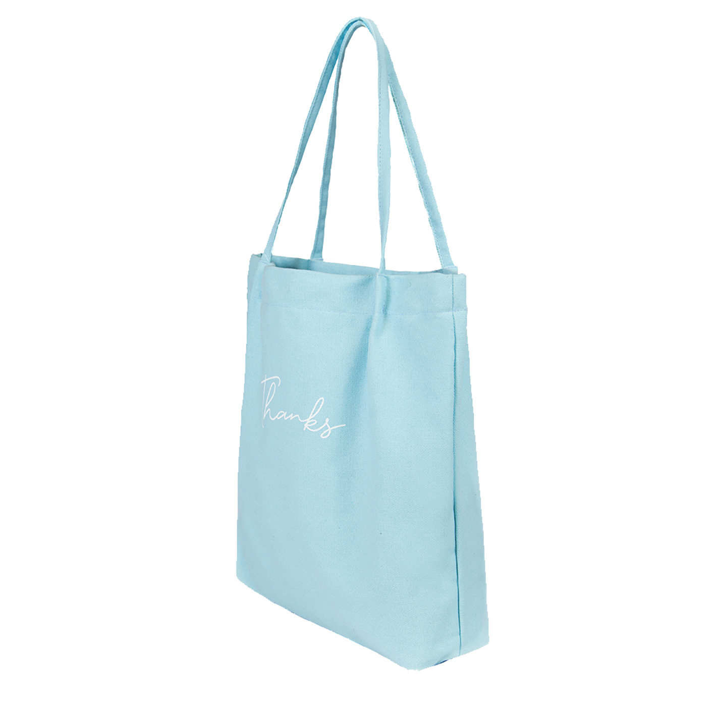 Шоппер 2 с кнопкой  голубой